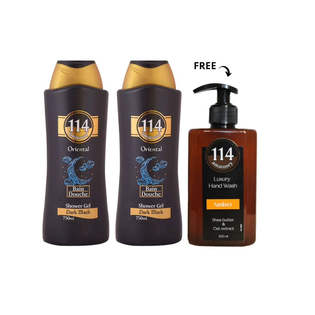 Amatoury Body Wash Oriental Dark Black 2X650ml, Get Hand Wash 500ml Free