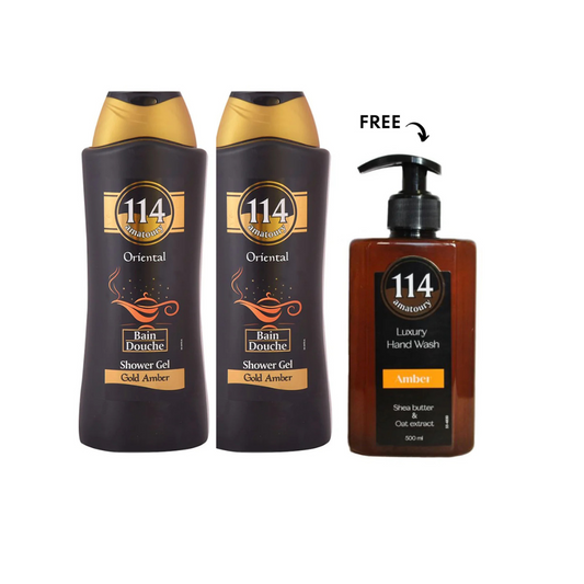 Amatoury Body Wash Oriental Gold Amber 2X650ml, Get Hand Wash 500ml Free