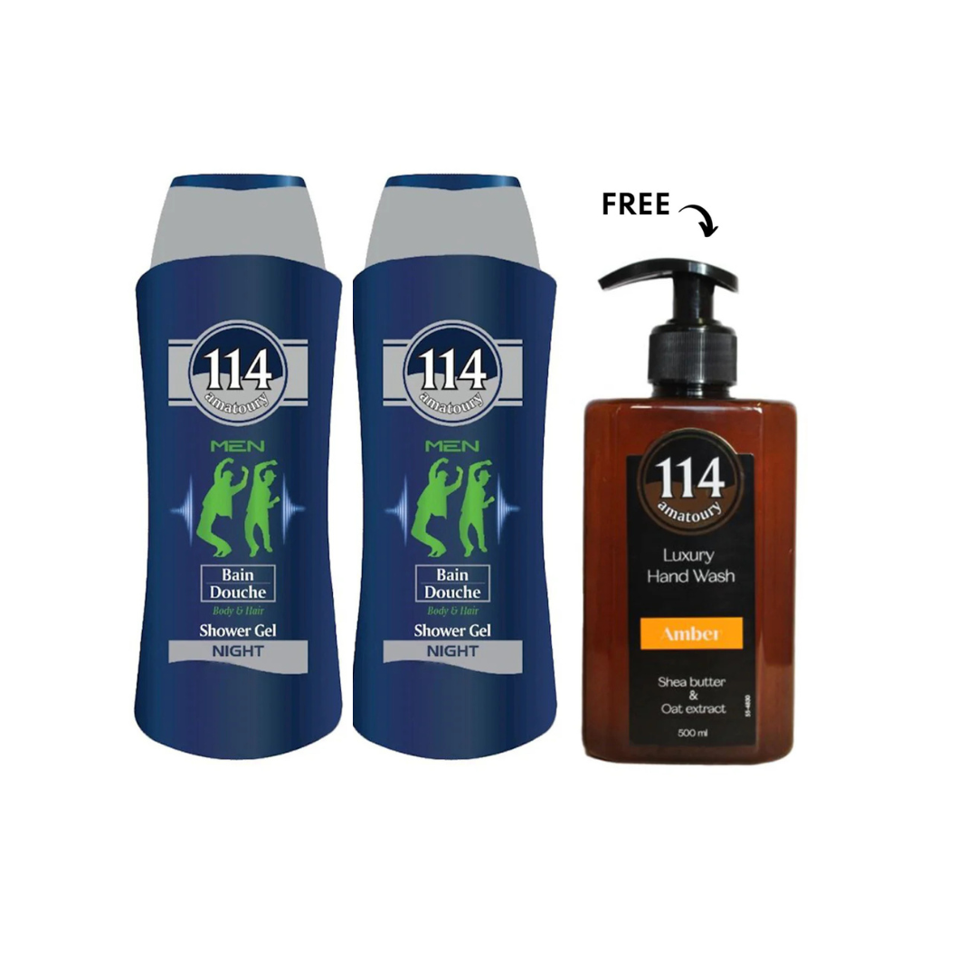 Amatoury Body Wash Men Night 2X650ml, Get Hand Wash 500ml Free