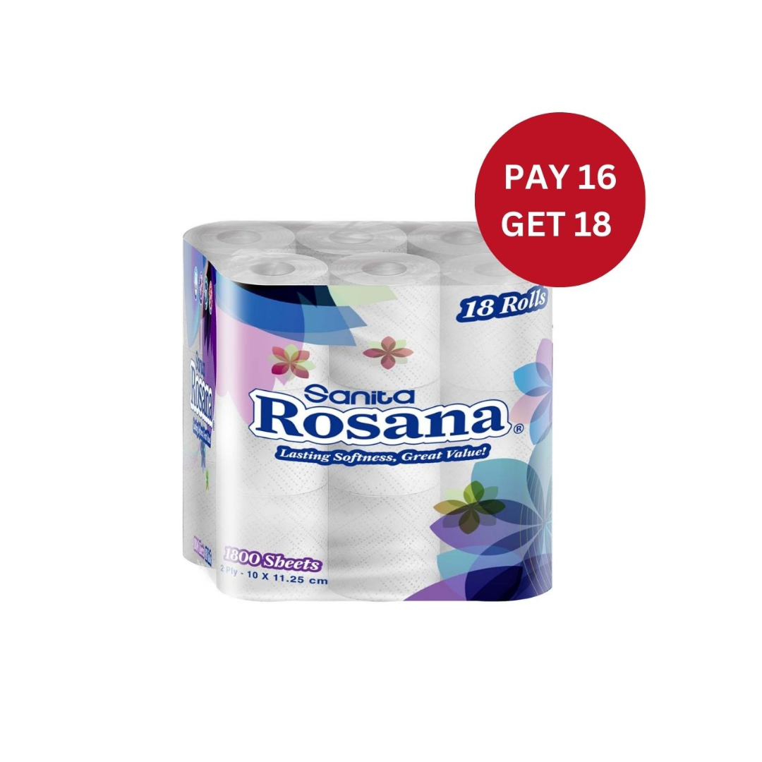 Rosana Toilet Paper, Buy 16 Get 2 Rolls Free