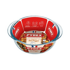 Pyrex Air Fryer Compatible Round Glass Dish Roaster 26cm 208B100