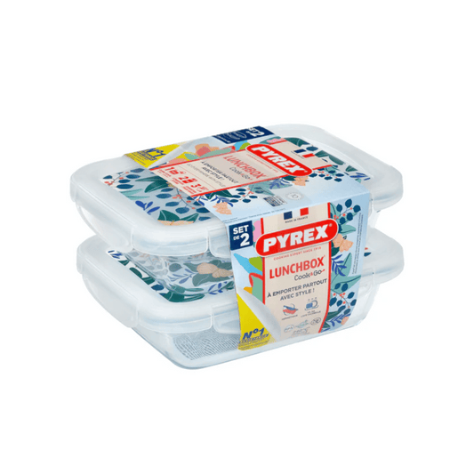 Pyrex Cook & Go Set of 2 Rectangular Dishes + Lid, 913S678