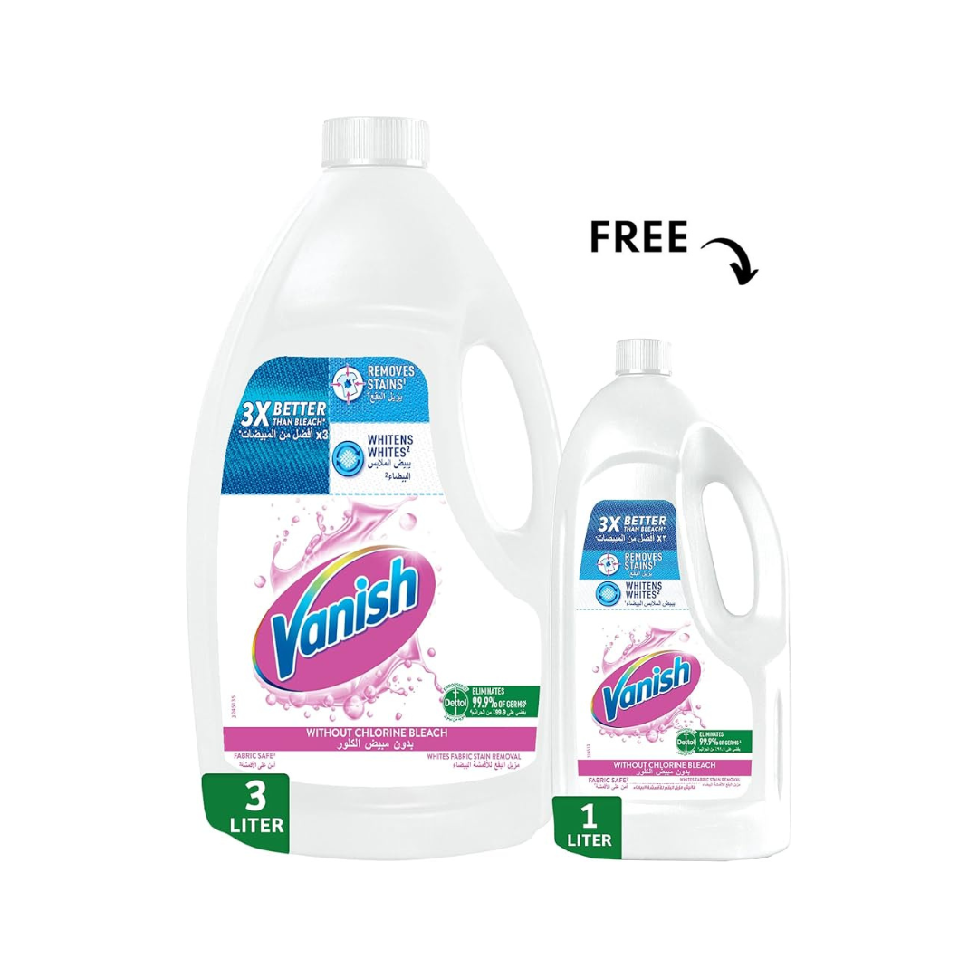 Vanish Liquid Crystal White Laundry Stain Remover 3L + 1L Free