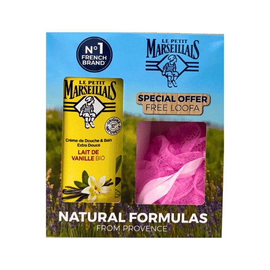 Le Petit Marseillais Shower Gel Vanilla Milk Bio 650ml + Free Loofa