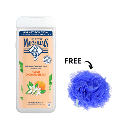 Le Petit Marseillais Shower Gel Orange Blossom Bio 650ml + Free Loofa