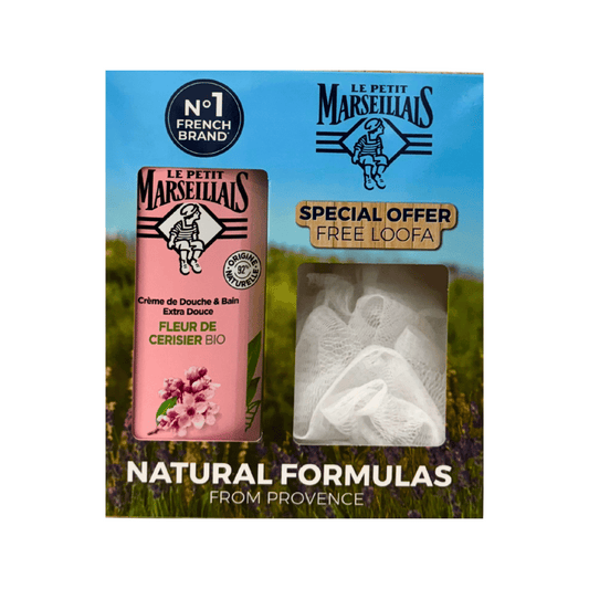 Le Petit Marseillais Shower Gel Cherry Blossom Bio 650ml + Free Loofa