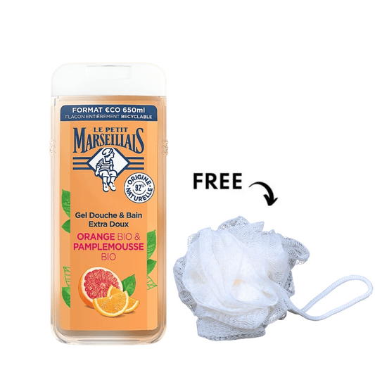 Le Petit Marseillais Shower Gel Orange Bio 650ml + Free Loofa