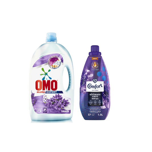 Omo Laundry Matic Expert, Lavender 2.5L + Comfort Lav&Magnolia 1.5L @ 25% OFF