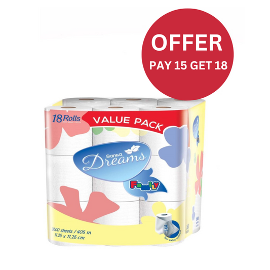 Dreams Toilet Paper Value Pack, Pay 15 Get 18 Rolls