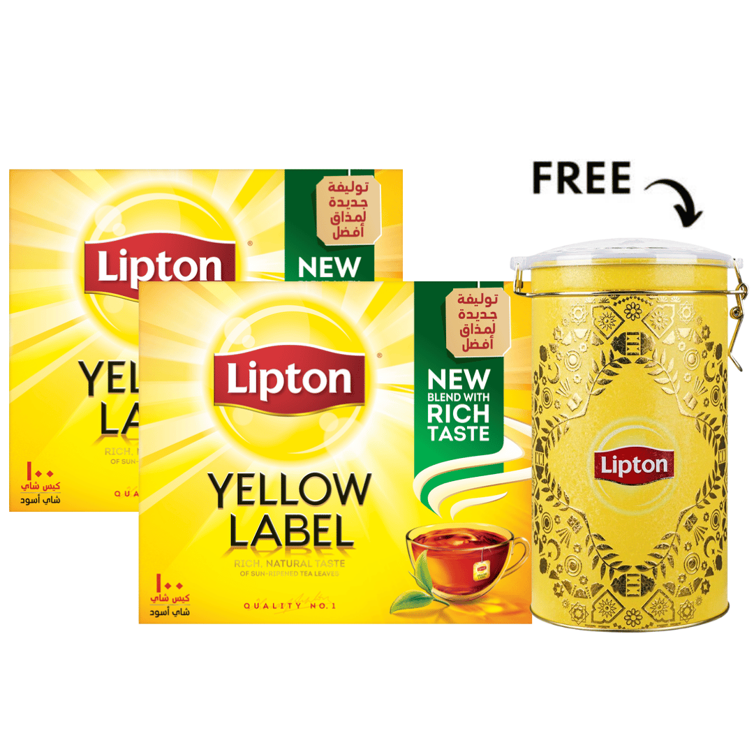 Lipton Yellow Black Tea, Pack of 2 x100s & Free Jar of Joy