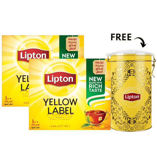 Lipton Yellow Black Tea, Pack of 2 x100s & Free Jar of Joy