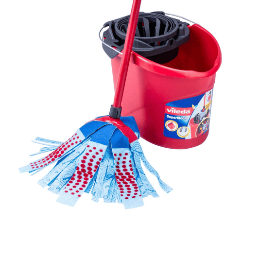 Vileda Supermop 3-Action Set of Wringer Bucket + Mop with 3D Head