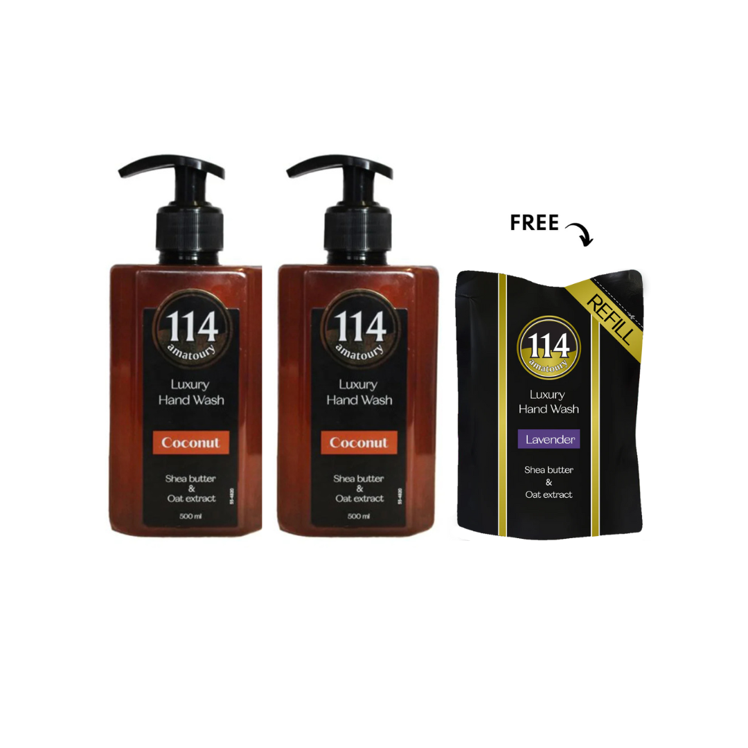 Amatoury Hand Soap Coconut 500ml x2 + Refill Free