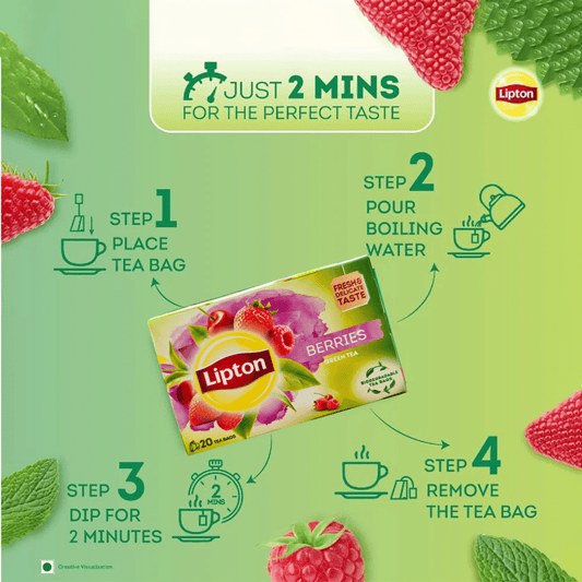 Lipton Berries Green Tea, Tea Bags 20s
