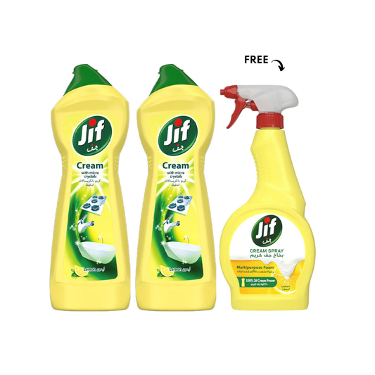 Jif Cream Lemon 2X750ml + Spray Lemon 500ml Free