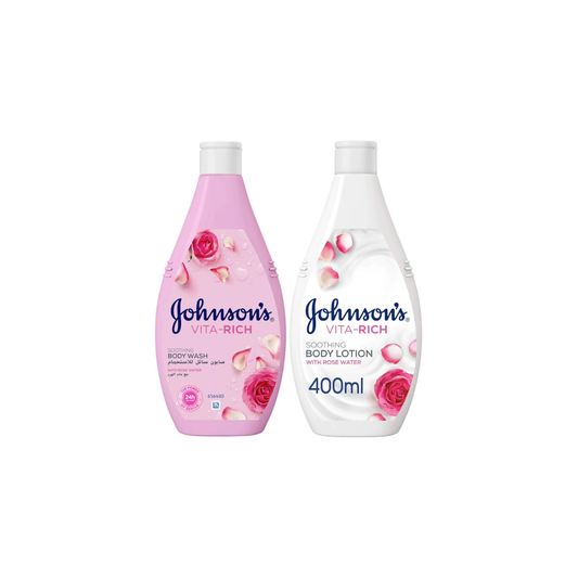 Johnson's Vita-Rich Body Wash Soothing Rose Water 400ml, Get Lotion 400ml @ 50% OFF