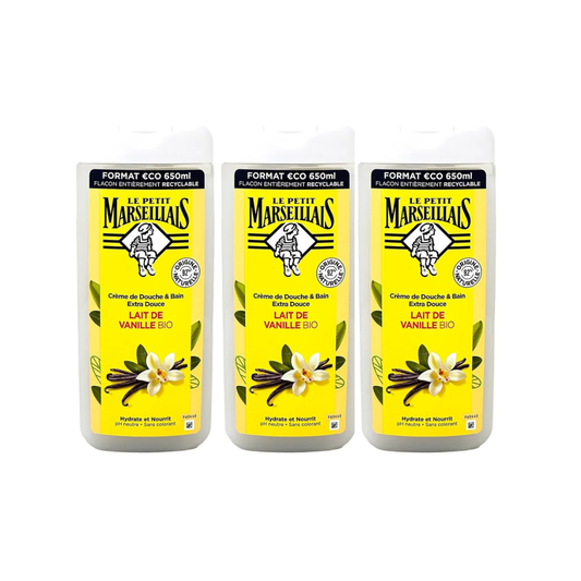 Le Petit Marseillais Shower Gel Vanilla Milk Bio 650ml, 2 + 1 Free