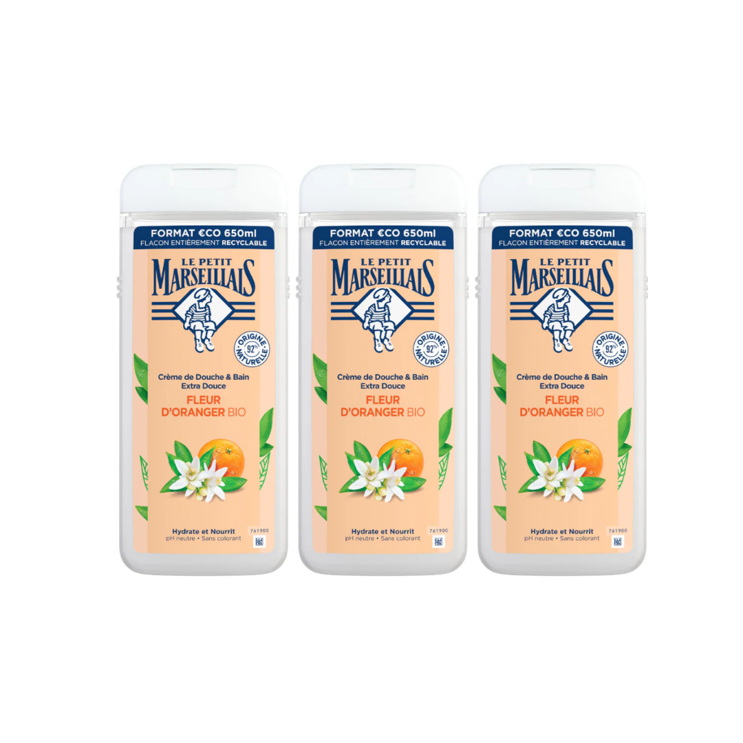 Le Petit Marseillais Shower Gel Fleur D’orange Bio 650ml, 2 + 1 Free