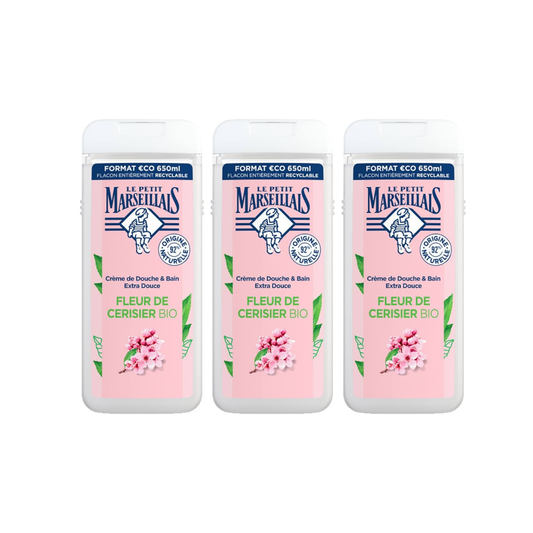 Le Petit Marseillais Shower Gel Fleur De Cerisier Bio 650ml, 2 + 1 Free