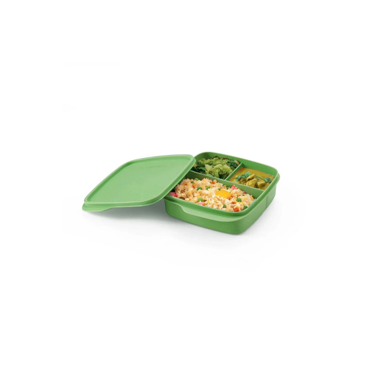 Tupperware Divided Lunch Box Square Clover Green 550ml