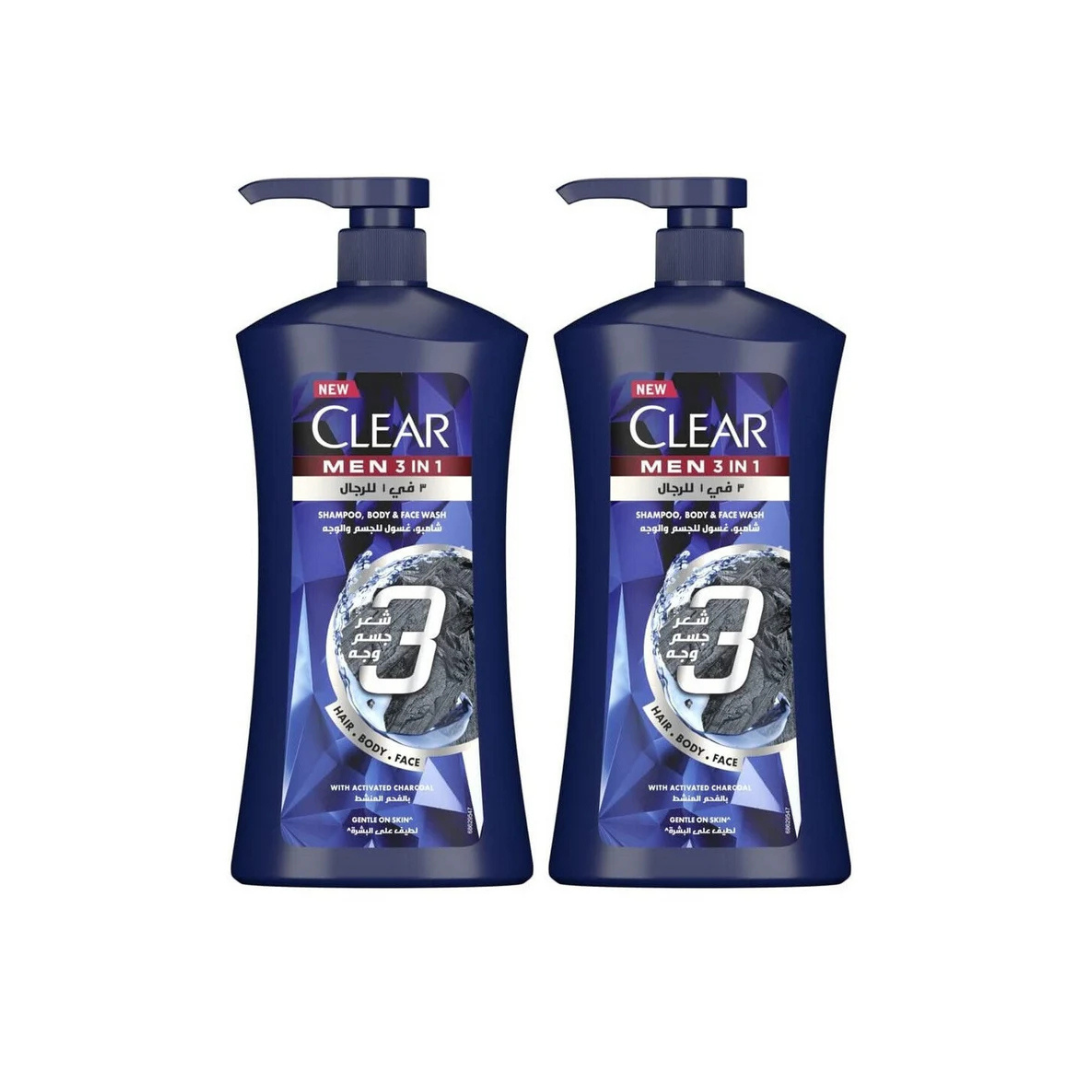 Clear Men Shower 3 In 1 Hair, Body, Face 900ml, 2 @ 20% OFF