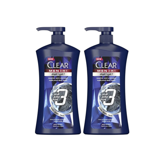 Clear Men Shower 3 In 1 Hair, Body, Face 900ml, 2 @ 20% OFF
