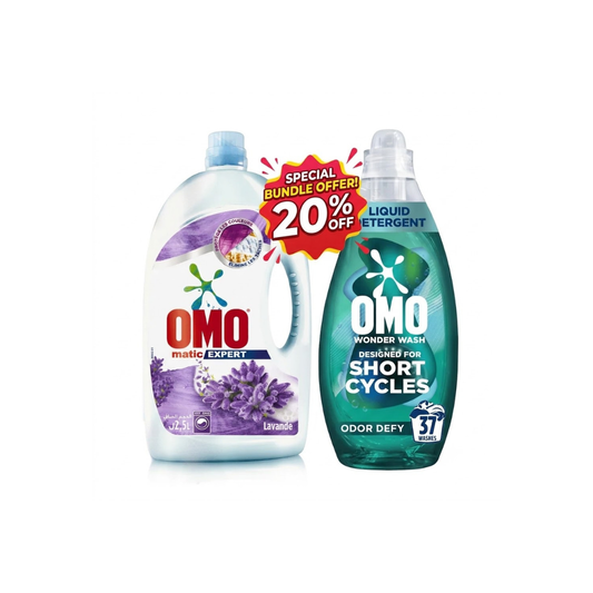 Omo Laundry Matic Expert, Lavender 2.5L + Omo Wonder Wash Odor 1.48L, @ 20% OFF