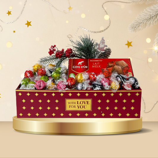 Lindt Christmas Hamper Lindor Assorted 500g & Cote D'Or Mignonettes Milk x24