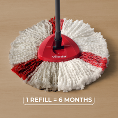 Vileda Turbo Microfibre 2in1 mop refill | pack of 1| suitable for all Vileda spin mop systems | +20% more cleaning performance| for hard floor surfaces | removal of over 99% of bacteria with just water