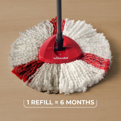 Vileda Turbo Microfibre 2in1 mop refill | pack of 1| suitable for all Vileda spin mop systems | +20% more cleaning performance| for hard floor surfaces | removal of over 99% of bacteria with just water