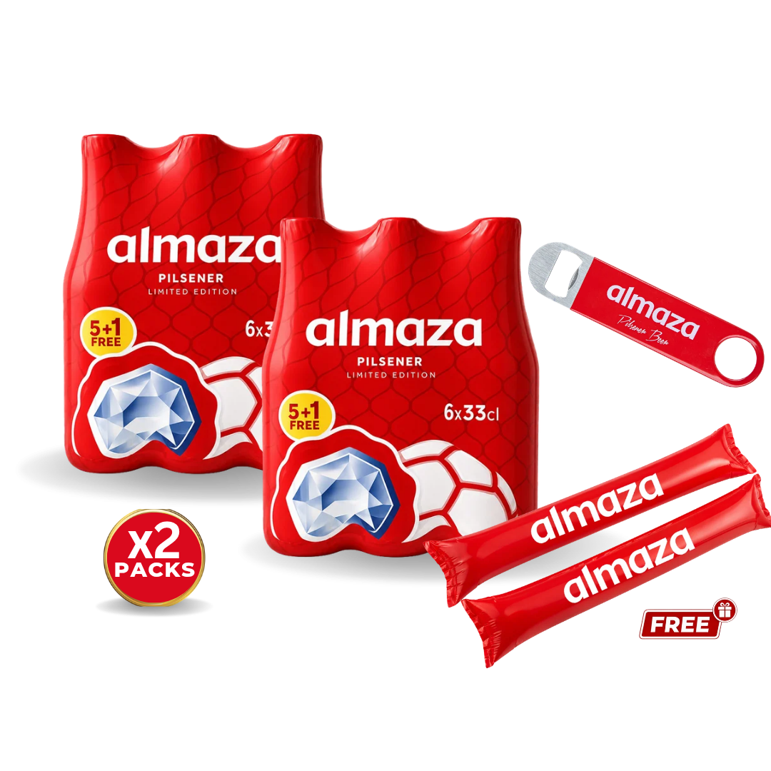Buy 2 Packs of Almaza Beer 33cl, Get Free Opener
