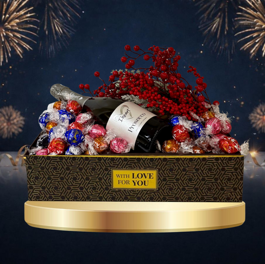Lindt Christmas Hamper Lindor Assorted 750g + I Heart Prosecco Spumante, D.O.C. 75cl
