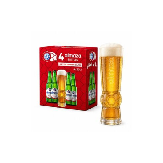 Almaza Beer Bottle 33cl, Pack of 4 + Limited Edition Glass