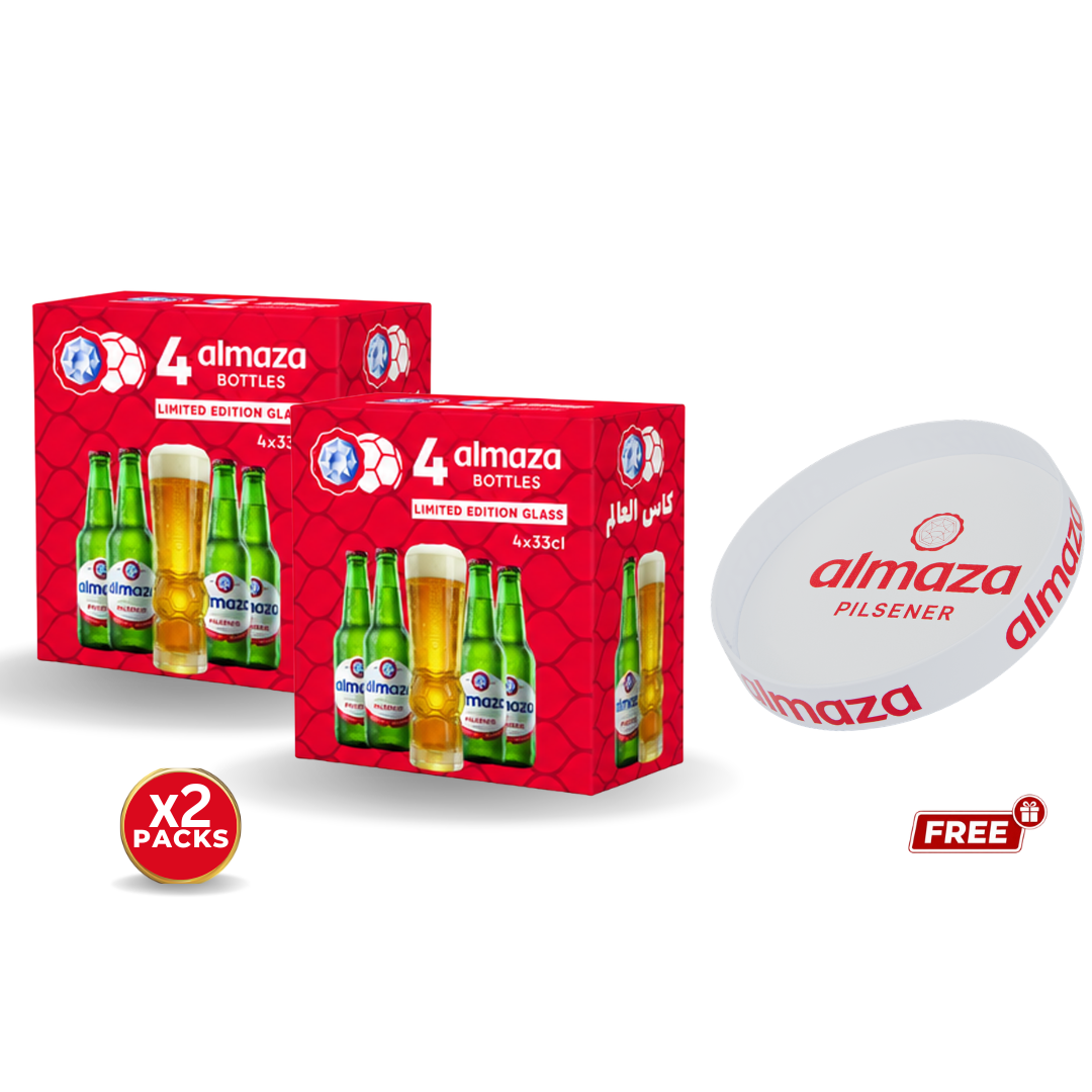 Buy 2 Packs of Almaza Bottles 33cl, Get Free Gift