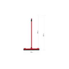 Vileda Floor Wiper Easy Fix 42 CM with a Stick, Cloth Fix Slot, High water Wiping Efficiency, Foam, 42 x 4 x 136 CM - Red
