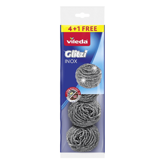 Vileda Heavy Duty Scourer Inox 4 + 1 Free