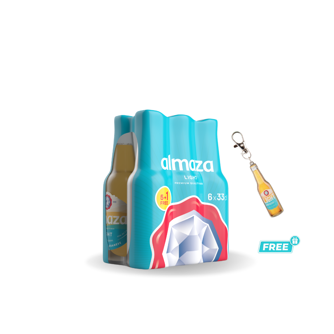 Buy 1 Pack of Almaza Light Beer Bottle 33cl 5 + 1 Free, Get free Gift