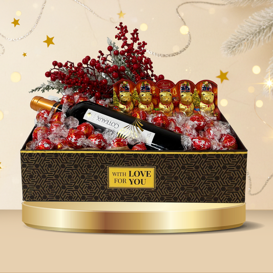 Lindt Christmas Hamper Lindor Milk 500g + Kefraya Les Coteaux Red Wine 75cl