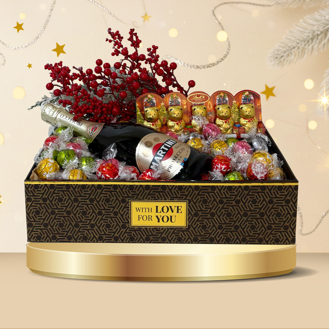Lindt Christmas Hamper Lindor Assorted 500g + Martini Prosecco 75cl