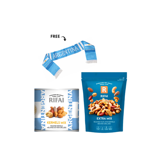 Rifai Tins Mix Kernels 150g + Extra Mix 250g, Get Team Argentina Free Gift