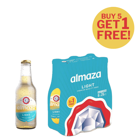 Almaza Light Beer Bottle 25cl, Pack of 5+1 Free