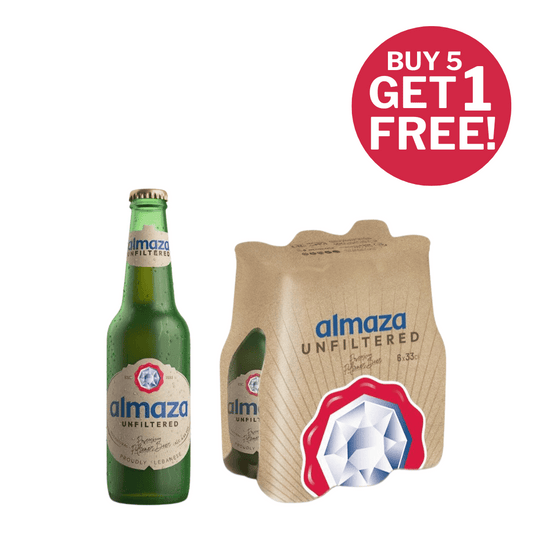 Almaza Beer Unfiltered 33cl, Pack of 5+1 Free
