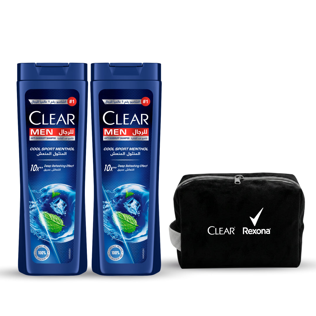 Buy 2 Clear Shampoo Cool Sport Menthol 600ml, Get Free Pouch