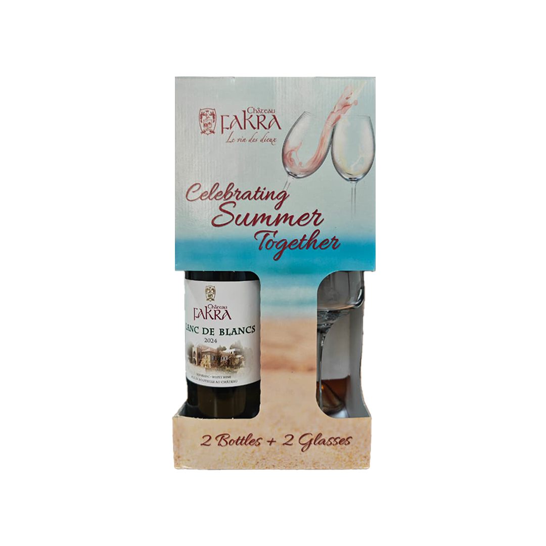 Chateau Fakra Coffret Blanc & Rose Wine 75cl 2024 + 2 Free Glasses