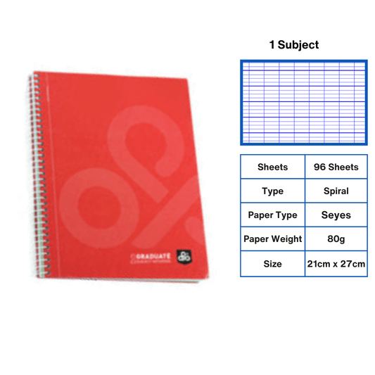 OPP Graduate 1 Subject 80g Spiral Hard Cover Seyes 96sh (UH9616/S)