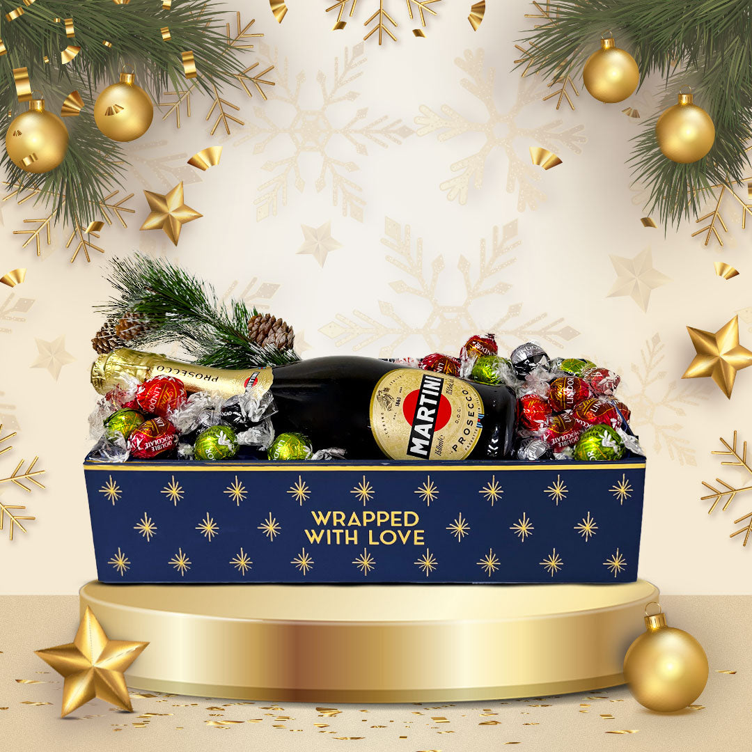 Lindt Christmas Hamper Lindor Assorted 300g + Martini Prosecco 75cl