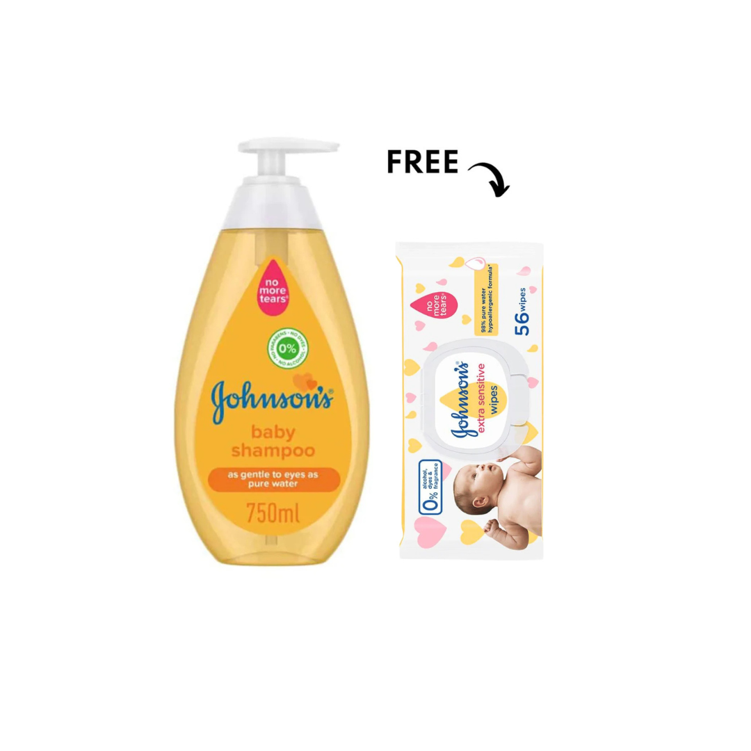 Johnson's Baby Shampoo Gold, 750ml, Get Wipes Free