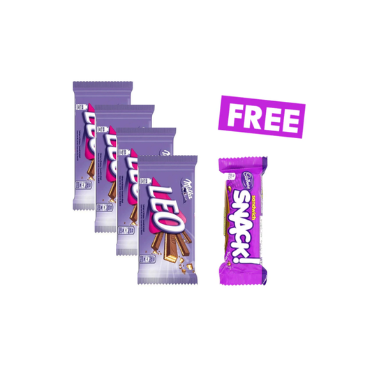 Buy 4 Milka Leo Milk Chocolate 4 Fingers Bar, Get Cadbury Snack Sandwich Free