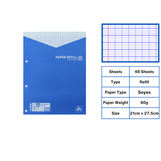 OPP Refill - papier classeur MONOTONE 60g Seyes 48sheets (LL4810/80)
