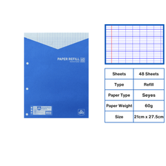 OPP Refill - Papier Classeur MONOTONE 60g Seyes 48sheets (LL4810/80)